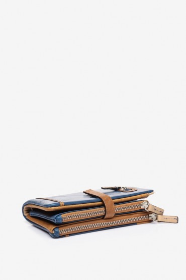 Medium women's blue leather wallet