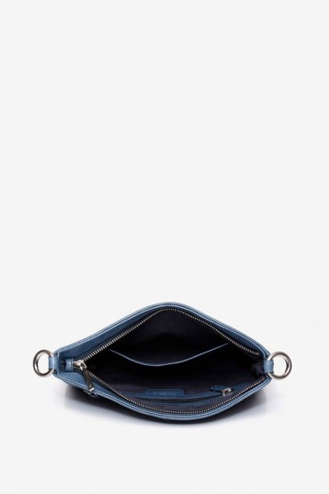 Women's braided blue leather cross-body bag