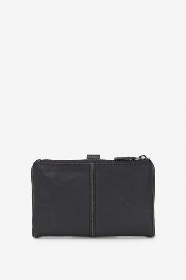 Medium women's black leather wallet