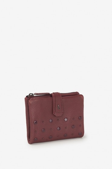 Small women's burgundy leather wallet
