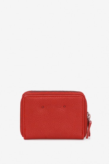 Small women's red leather wallet