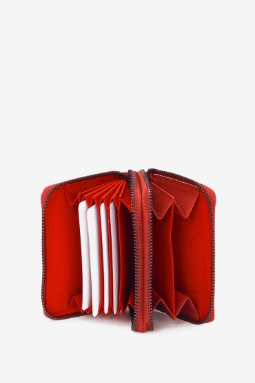 Small women's red leather wallet
