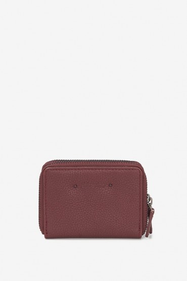 Small women's burgundy leather wallet
