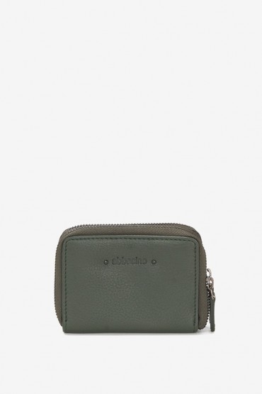 Small women's green leather wallet