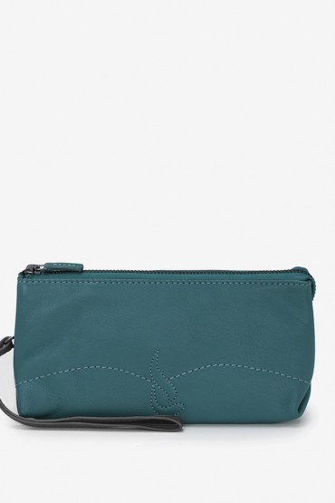 Women's green leather coin purse