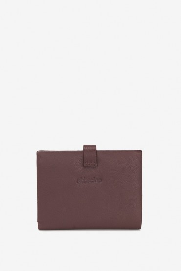 Women's burgundy leather card holder