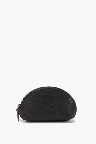 Women's black leather coin purse