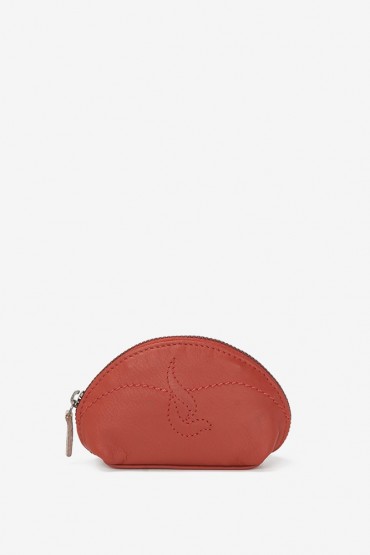 Women's terracotta leather coin purse