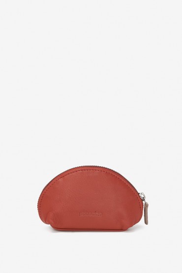 Women's terracotta leather coin purse