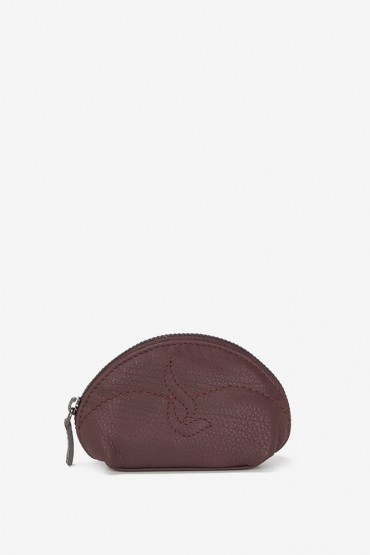 Women's burgundy leather coin purse