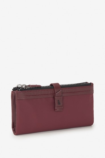 Large women's burgundy nylon wallet
