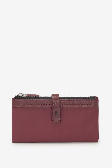 Large women's burgundy nylon wallet