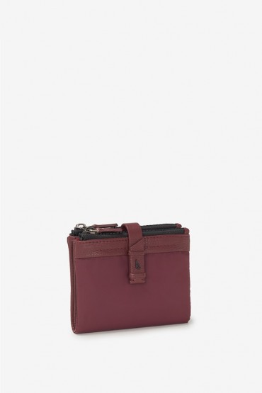 Small women's burgundy nylon wallet