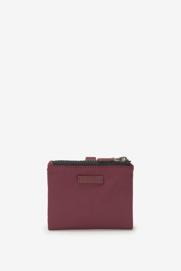 Small women's burgundy nylon wallet