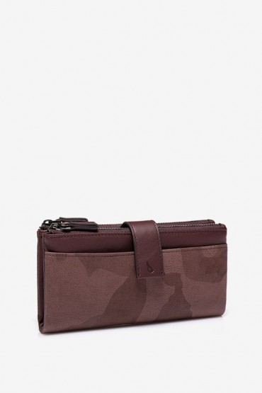 Large women's burgundy leather wallet