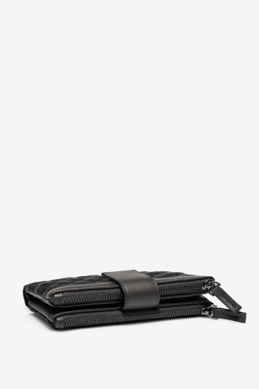 Medium women's black nylon and leather wallet