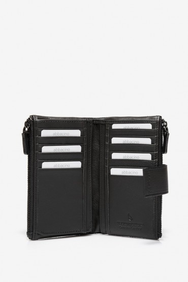 Medium women's black nylon and leather wallet