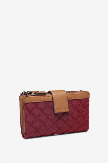 Medium women's burgundy nylon and leather wallet