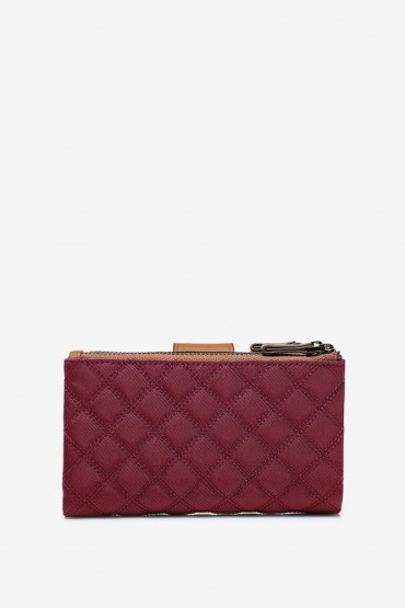 Medium women's burgundy nylon and leather wallet