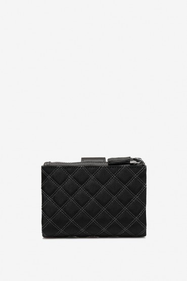 Small women's black nylon and leather wallet