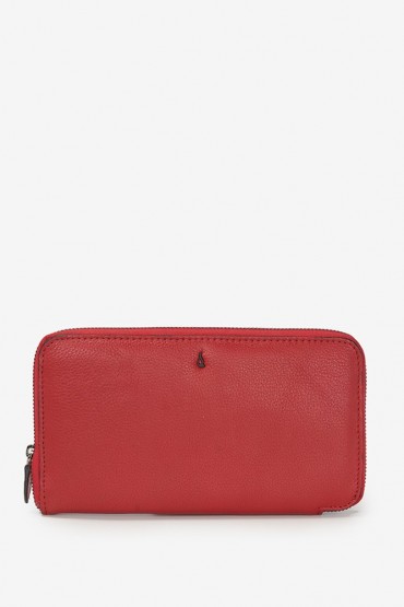 Large women's red leather wallet