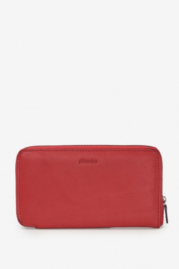 Large women's red leather wallet