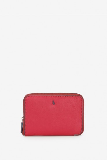 Medium women's red leather wallet