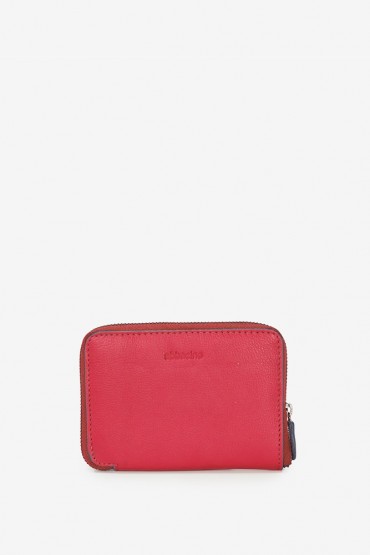 Medium women's red leather wallet