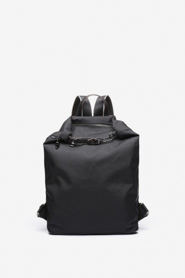 Women's black backpack in recycled materials