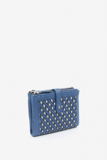 Women's braided blue leather wallet