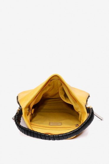 Bolso hobo en amarillo con asa elaborada