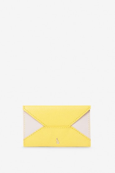 Women's yellow leather card holder