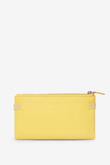 Large women's yellow leather wallet