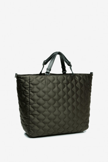 Ahimsa brown laptop padded nylon and leather shopping bag