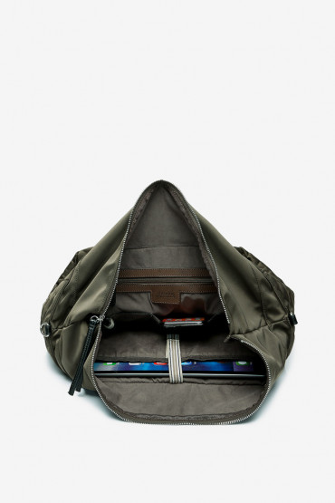 Ahimsa brown laptop padded nylon and leather shopping bag