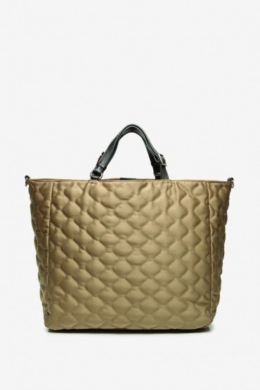 Ahimsa gold laptop padded nylon and leather shopping bag