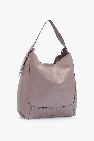 Indra taupe leather hobo bag
