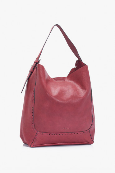 Indra burgundy leather hobo bag