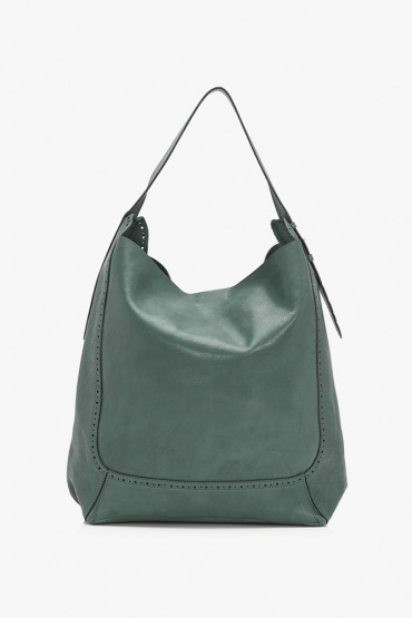 Indra green leather hobo bag