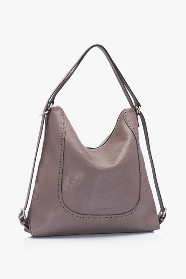 Indra taupe leather bag-backpack