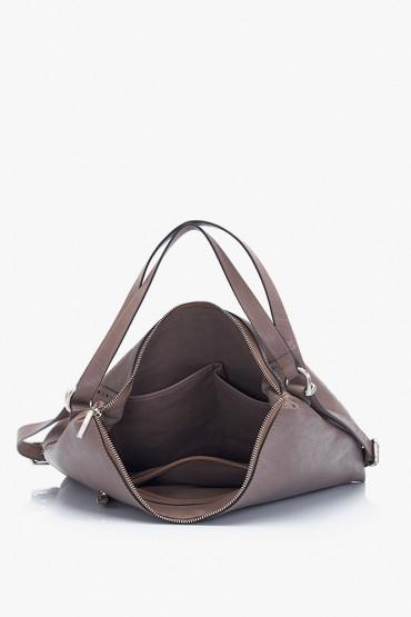Indra taupe leather bag-backpack
