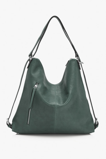 Indra green leather bag-backpack