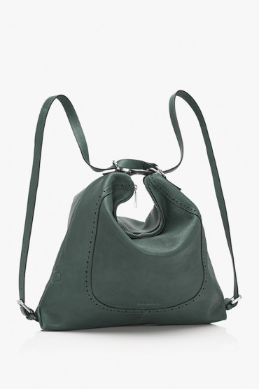 Indra green leather bag-backpack