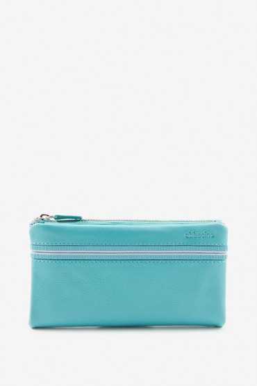Large women's turquoise leather wallet
