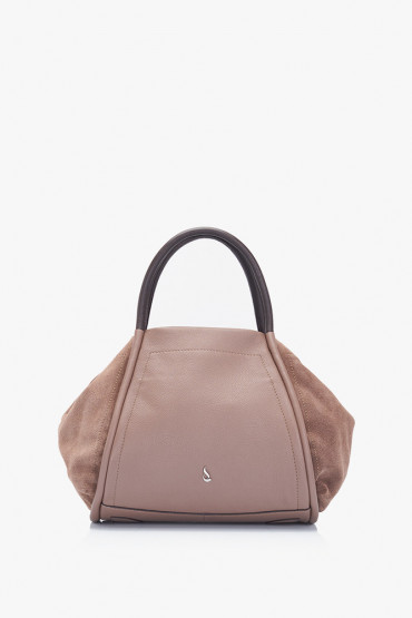 Mahant small taupe leather shopper bag