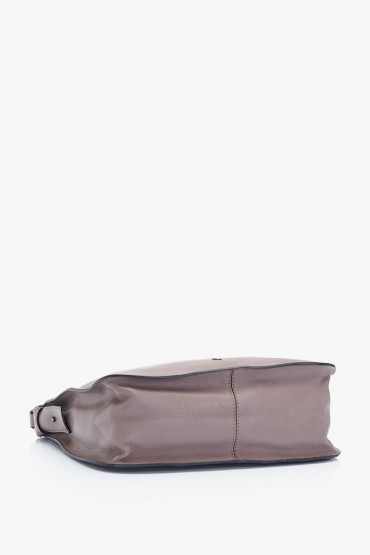 Maitri taupe leather large hobo bag