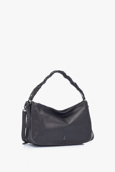 Maitri black leather small hobo bag