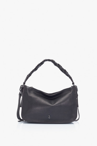 Maitri black leather small hobo bag