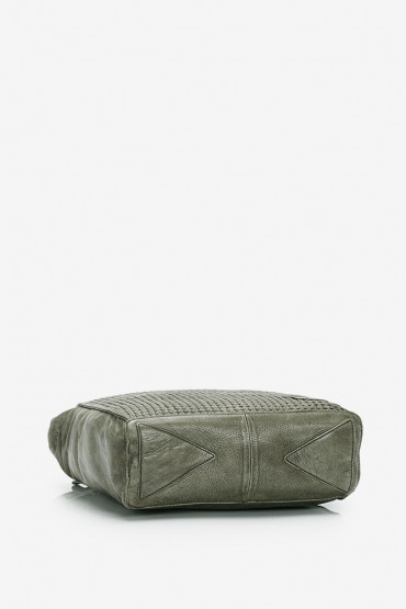 Nirvana green leather large hobo bag