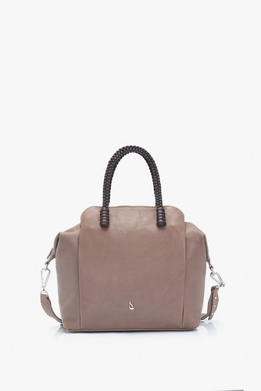 Deha taupe leather bowling bag